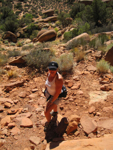 Shauna climbing up to Ridge Top Ruins.