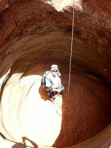 One of the huge deep keeper potholes. Tom eventually got out.