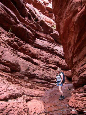 Shauna in the Onion Creek narrows.