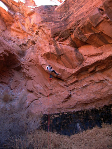 Devin at the final rappel.