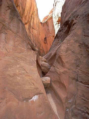 Nat Smale on 3rd rappel of 60-feet.