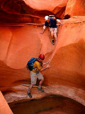 Giles Wallace and Tom Talboys downclimbing