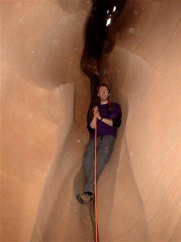 Climbing the rope.