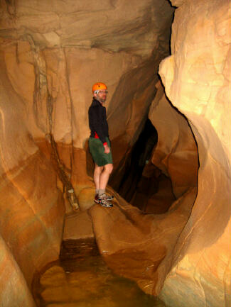 Looking back up canyon at the keeper pothole.