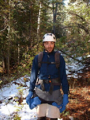 Bucky just noticed we were hiking through snow on the approach. It's going to be cold.