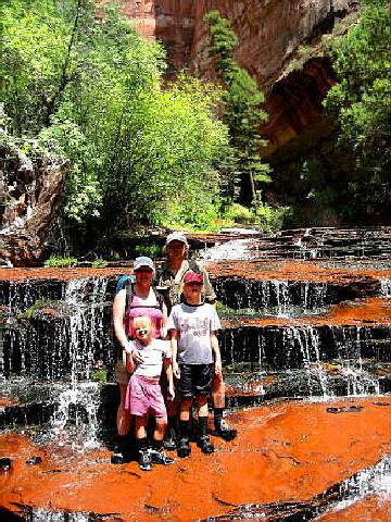 Shauna, Shane, Sierra and Stormy at one of many cascades.